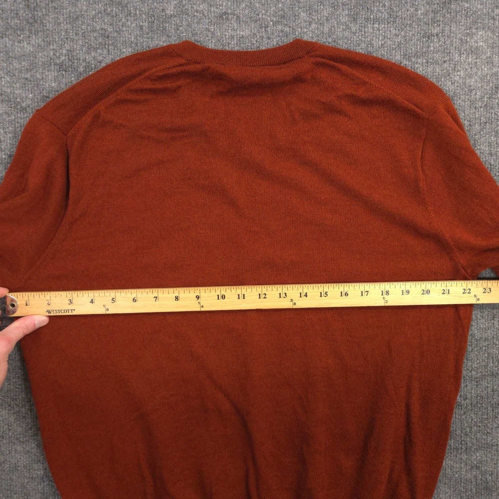Peter Millar Sweater Mens L Blood Orange Extrafine Italian Merino Wool V Neck - Picture 4 of 8